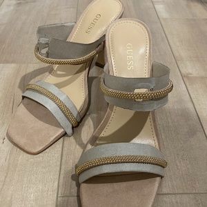 Size 6.5 Guess sandals with heels! Brand new, never worn!